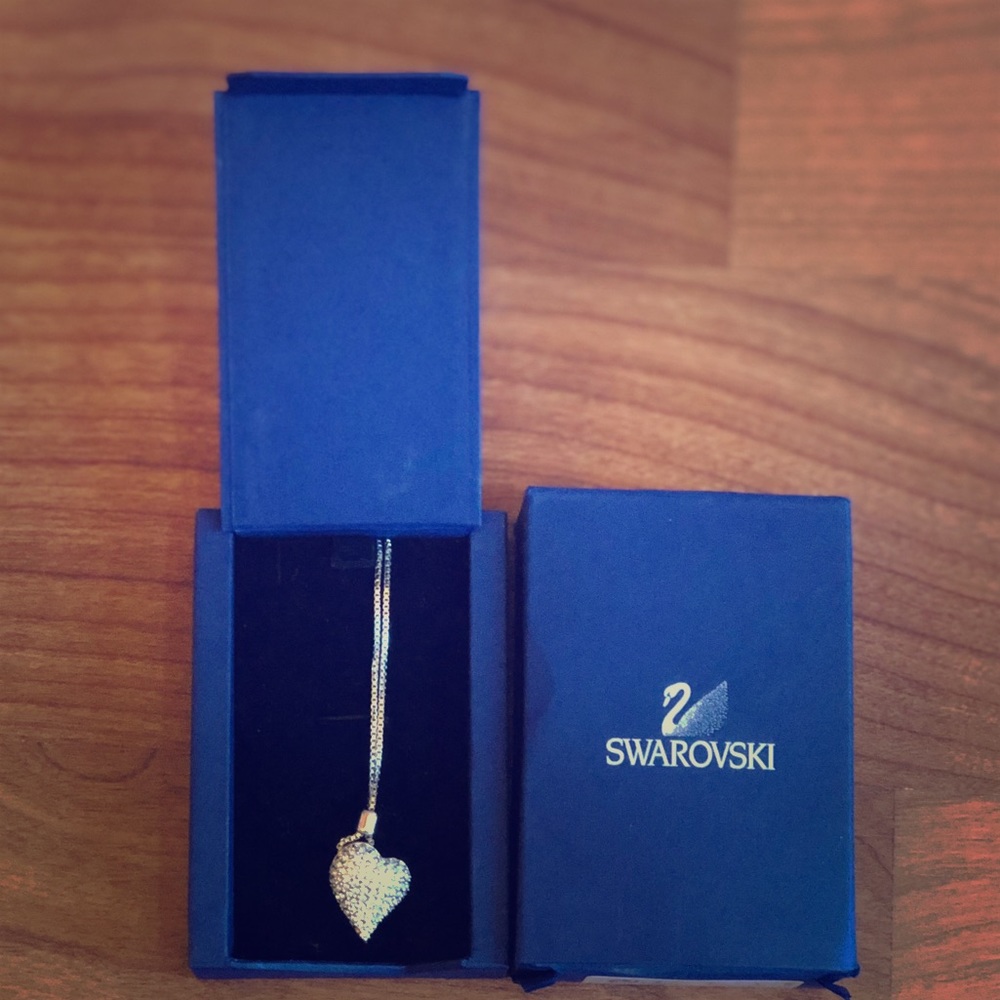 Swarovski crystal heart pendant. 16 1/2”.